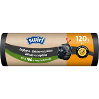 Swirl extra silné zatahovacie vrecká na odpad 120 l, 70 × 100 cm, 33 µ, 8 ks