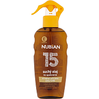 Nubian OF 15 Sprej suchý olej na opaľovanie, 200 ml