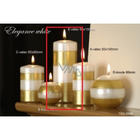 Lima Elegance White sviečka zlatá valec 60 x 150 mm 1 kus