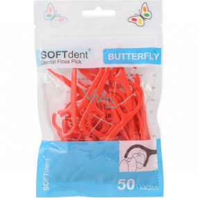 Soft Dent Butterfly dentálne špáradlá s niťou 50 kusov