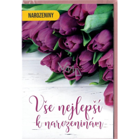 Nekupto Narodeninové pozdravy Fialové tulipány 115 x 170 mm