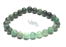 Smaragdový náramok elastický prírodný kameň, guľôčka 8 mm / 16 - 17 cm, kráľovský kameň