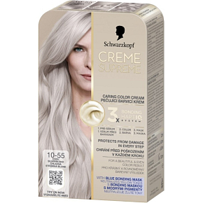 Schwarzkopf Creme Supreme farba na vlasy 10-55 chladná strieborná blond 60 ml
