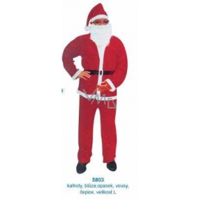 Kostým Mikuláš / Santa pre dospelého, nohavice, blúzka, opasok, fúzy, čiapky veľkosť L