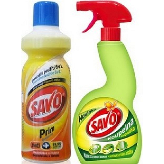 Savo Prim Dezinfekčný čistiaci prostriedok 1 l + Savo Kúpeľňa 500 ml