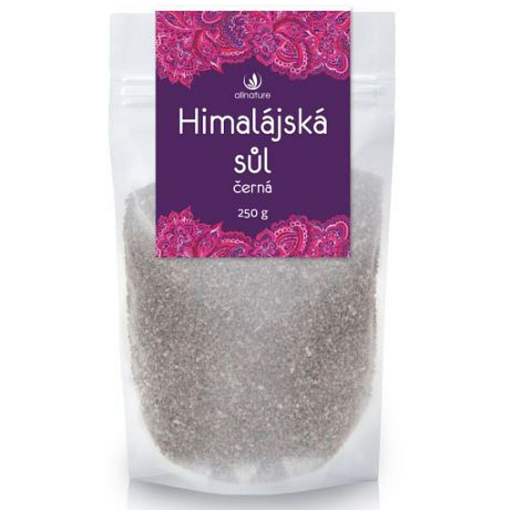 Allnature Himalájska soľ čierna obsahuje vysoký obsah železa a ďalších minerálnych látok 250 g