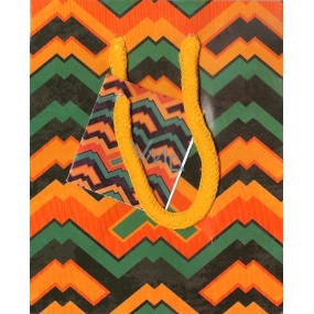 Nekupto Darčeková papierová taška 14 x 11 x 6,5 cm Oranžovo-zeleno-čierna 1117 01 KAS