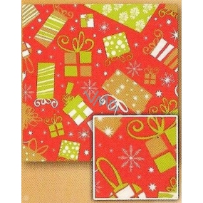 Nekupto Darčekový baliaci papier 70 x 200 cm Vianočný Červený, zelené darčeky