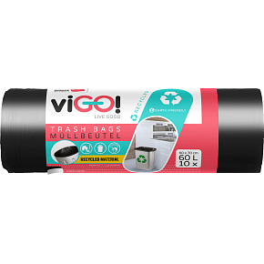 viGO vrecia na odpad, 24 µ, 60 × 70 cm, 60 l, 10 ks