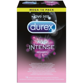 Durex Intense Orgasmic vrúbkovaný kondóm s výstupkami a stimulačným gélom nominálna šírka: 56 mm 16 kusov