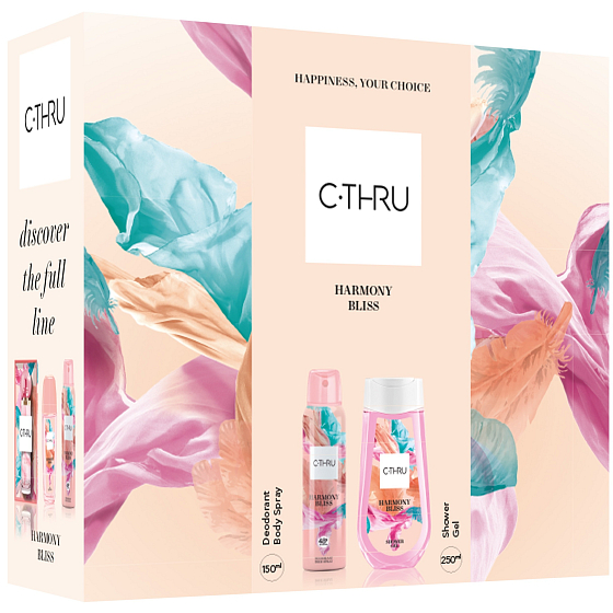 C-Thru Harmony Bliss dezodorant sprej pre ženy 150 ml + sprchový gél 250 ml, kozmetická sada