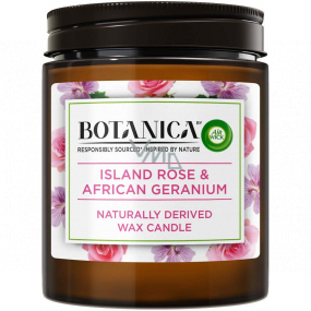 Air Wick Botanica Exotická ruža a africká pelargónia vonná sviečka sklo, doba horenia až 40 hodín 205 g