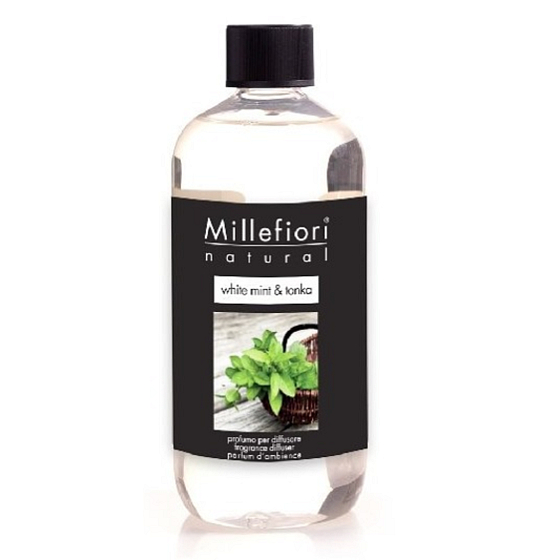 Millefiori Milano Natural White Mint & Tonka - Biela mäta a Tonkové boby Náplň difuzéra pre vonná steblá 500 ml