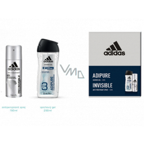 Adidas Pre Invisible & adiPURE antiperspirant deodorant sprej pre mužov 150 ml + sprchový gél 250 ml, kozmetická sada