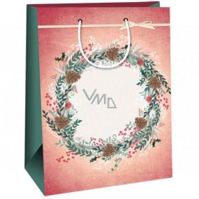 Ditipo Darčeková kraftová taška 27 x 12 x 37 cm ružová veniec