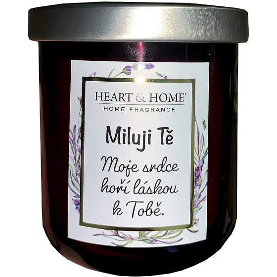 Srdce & Domov Sladká čerešňová sójová sviečka s nápisom I love you 110 g