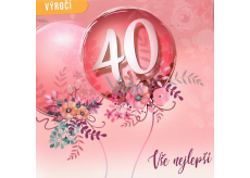 Nekupto Prianie k 40. výročiu 150 x 150 mm Happy Birthday pink