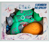 Bohemia Gifts Dino šumivá lopta do kúpeľa 70 g + vodná pištoľ, kozmetická súprava pre deti
