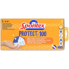 Spontex Protect 100 Jednorazové, hypoalergénne, bez púdru, vinyl, veľkosť L, balenie 100 ks