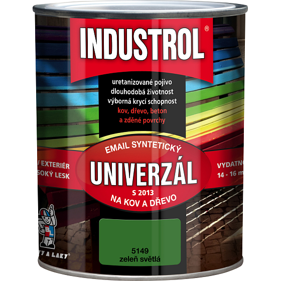 Industrol S2013 univerzál lesk vrchná farba na kov a drevo, 5149 zeleň svetlá, 600 ml
