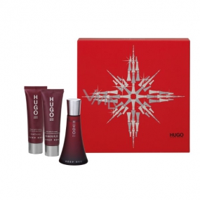 Hugo Boss Deep Red parfumovaná voda 50 ml + telové mlieko 50 ml + sprchový gél 50 ml, pre ženy darčeková sada