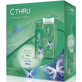 C-Thru Emerald Shine dezodorant sprej pre ženy 150 ml + sprchový gél 250 ml, darčeková sada