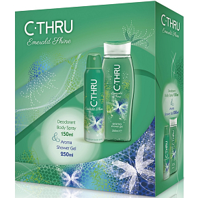 C-Thru Emerald Shine dezodorant sprej pre ženy 150 ml + sprchový gél 250 ml, darčeková sada C-Thru Emerald Shine dezodorant sprej pre ženy 150 ml + sprchový gél 250 ml, darčeková sada