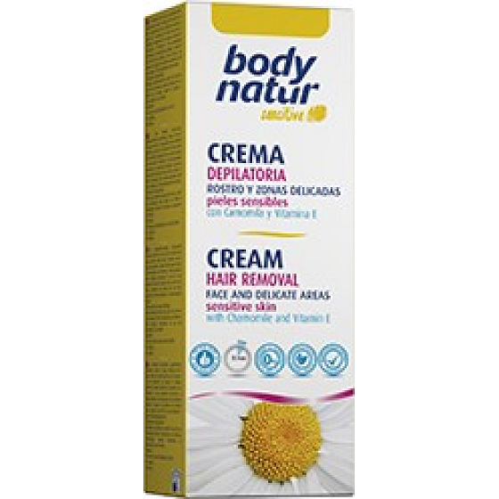 Body Natur Sensitive Harmanček a vitamín E depilačný krém pre tvár podpazušie a oblasti bikín 50 ml