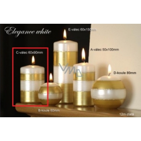 Lima Elegance White sviečka zlatá valec 60 x 90 mm 1 kus