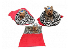 Marys pelech - vrece 3v1 je určený pre šteniatko, mačiatko, hlodavce alebo fretku XL 60 x 150 cm červená / zebra