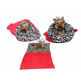 Marys pelech - vrece 3v1 je určený pre šteniatko, mačiatko, hlodavce alebo fretku XL 60 x 150 cm červená / zebra