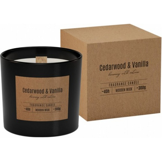 BISPOL Cedarwood & Vanilla - cédrové drevo a vanilka vonná sviečka s dreveným knôtom sklo 300 g