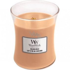 Woodwick Golden Milk - Zlaté mlieko vonná sviečka s dreveným knôtom a viečkom sklo stredná 275 g