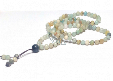 108 Mala Amazonit náhrdelník, meditačné šperky, prírodný kameň, elastický, korálik 6 mm