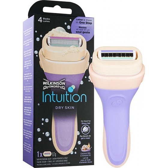 Wilkinson Intuition Dry Skin Coconut Milk & Almond Oil 4 čepele pre ženy + náhradná hlava 1 kus