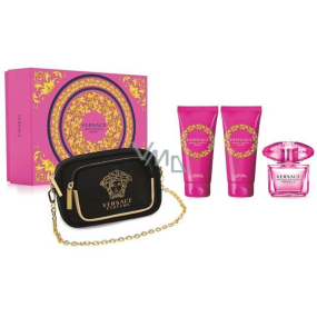 Versace Bright Crystal Absolu parfumovaná voda 90 ml + telové mlieko 100 ml + sprchový gél 100 ml + kabelka, darčeková sada pre ženy