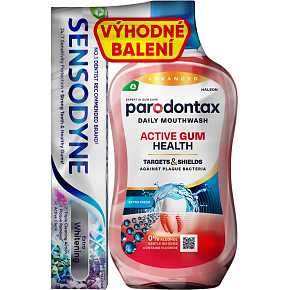 Parodontax ústna voda Active Gum 500 ml + zubná pasta Sensodyne 75 ml