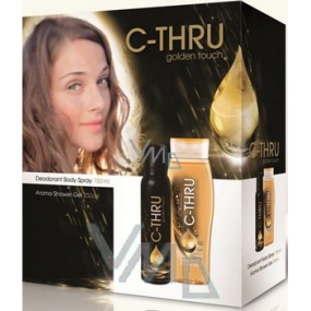 C-Thru Golden Touch sprchový gél 250 ml + dezodorant v spreji 150 ml, pre ženy