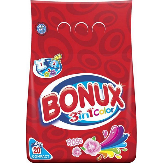 Bonux Color Rose 3v1 prací prášok na farebnú bielizeň 20 dávok 1,4 kg