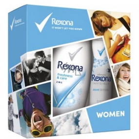 Rexona Invisible Aqua antiperspirant dezodorant sprej pre ženy 150 ml + Freshness & Care sprchový gél 250 ml, kozmetická sada