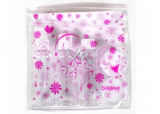 Albi Original Cestovná sada fľaštičiek 3 x 80 ml + 2 nádobky + Ružové kvety puzdro - 15 cm x 15 cm x 4,5 cm