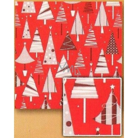 Nekupto Darčekový baliaci papier 70 x 200 cm Vianočné Červený, stromčeky
