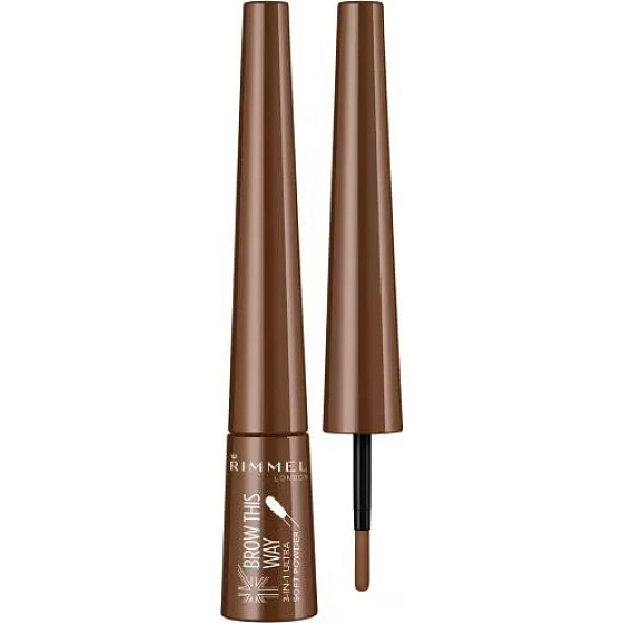 Rimmel London Brow This Way 3-in-1 Soft Powder púder na obočie 002 Medium Brown 2,5 g