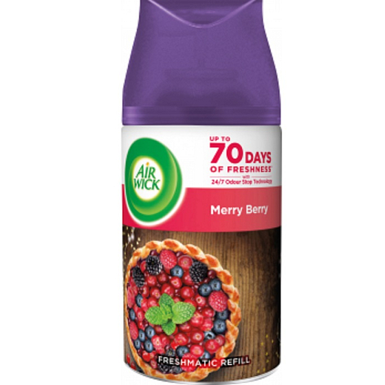 Air Wick FreshMatic Essential Oils Merry Berry - Vôňa zimného ovocia automatický osviežovač náhradná náplň 250 ml