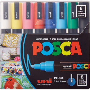Posca Univerzálna sada akrylových fixiek 1,8 - 2,5 mm Mix základných farieb 8 kusov PC-5M