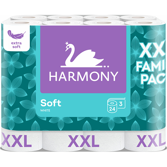 Harmony Soft Family Pack 3vrstvový toaletný papier, 24 rolí, 15,7 m rolka
