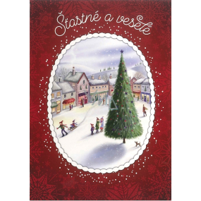 Albi Vianočná obálka na hraciu kartu Square s veľkým stromom 14,8 x 21 cm