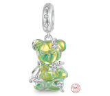 Charm Striebro 925 Medveď zelený fantastický sen, prívesok na náramok zviera