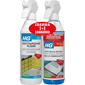 HG odstraňovač plesní, 500 ml + HG čistič skla a zrcadel 500 ml zdarma