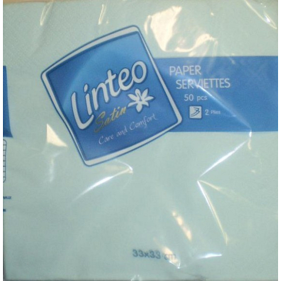 Linteo Satin papierové obrúsky 33 x 33 cm 50 kusov modré